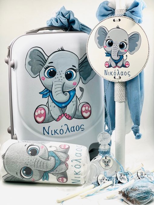 Ολικό Βαπτιστικό Πακέτο Blue Elephant - Σετ Νονού & Νονάς - Image 2