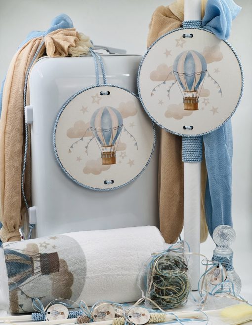 Ολικό Βαπτιστικό Πακέτο Beige Air Ballon - Πλήρες Σετ Νονού/Νονάς - Image 2