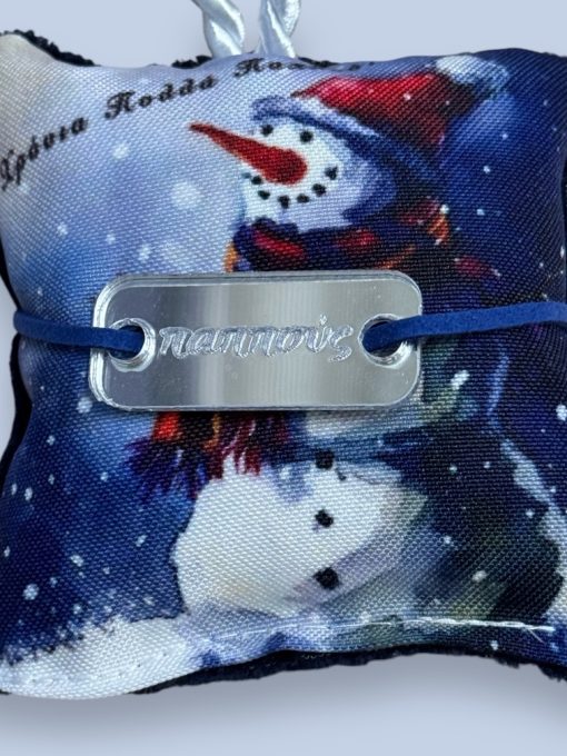 Χριστουγεννιάτικο Μαξιλαράκι "Blue Snowman" με Βραχιολάκι και ευχετήρια κάρτα! - Image 4