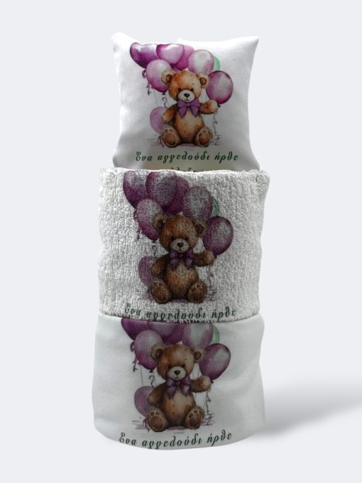 Τούρτα από Πάνες για Κορίτσι "Teddy Bear Pink Balloons" - Βρεφικά Είδη & Προίκα Μωρού (Silver) - Image 2